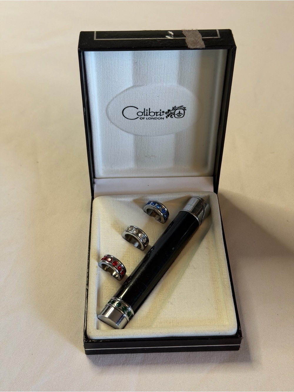 Colibri Men’s Black Cufflink Set with Multi-Colored Accent Rings